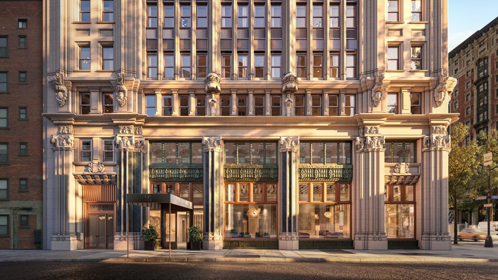 Restored Madison Avenue façade and storefront