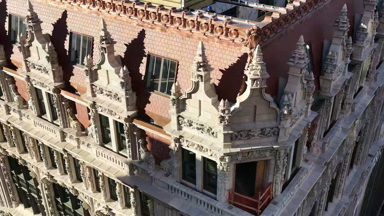 Restored crown and historic façade of 95 Madison
