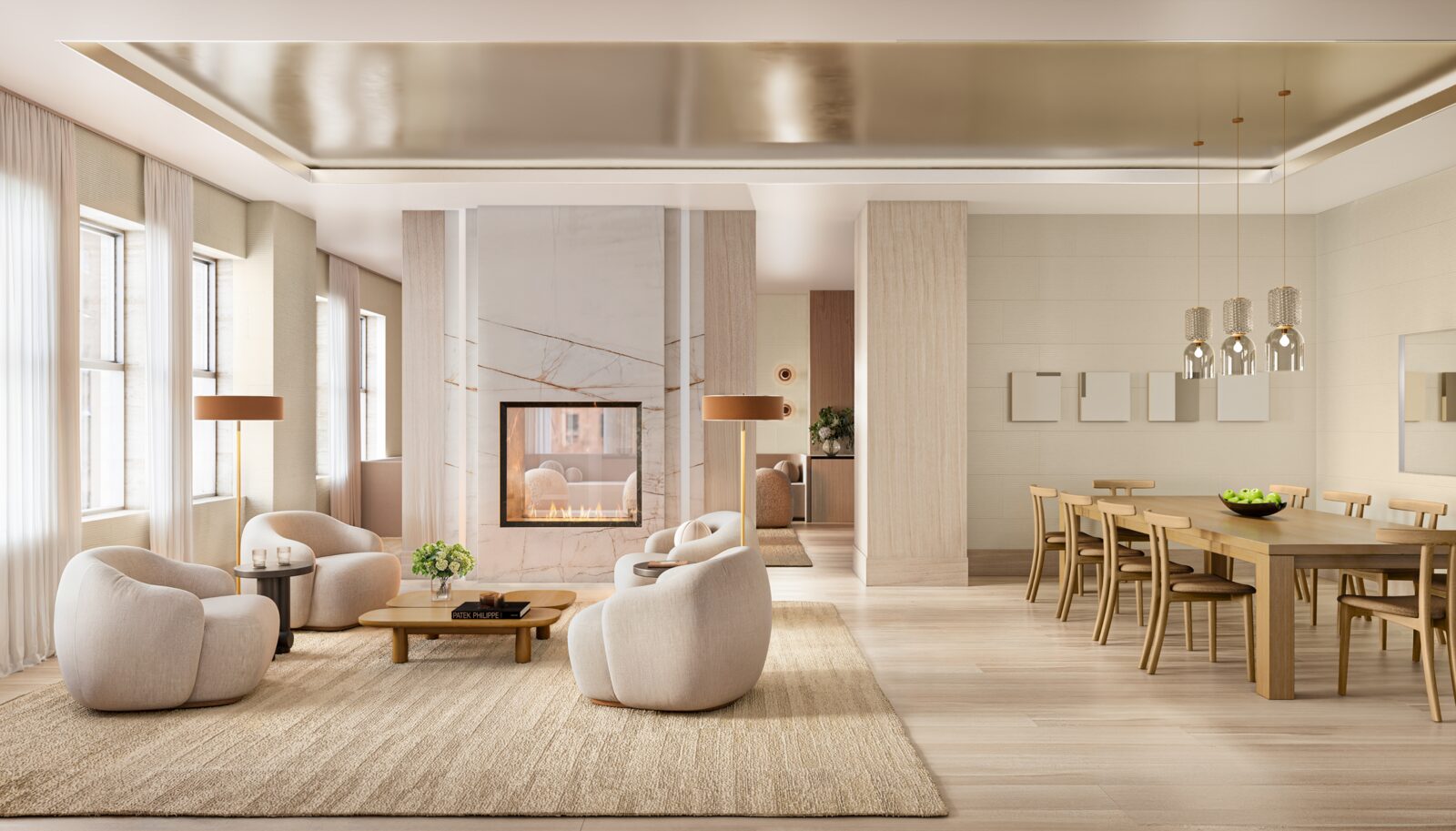 Residents lounge with custom millwork and contemporary furnishings