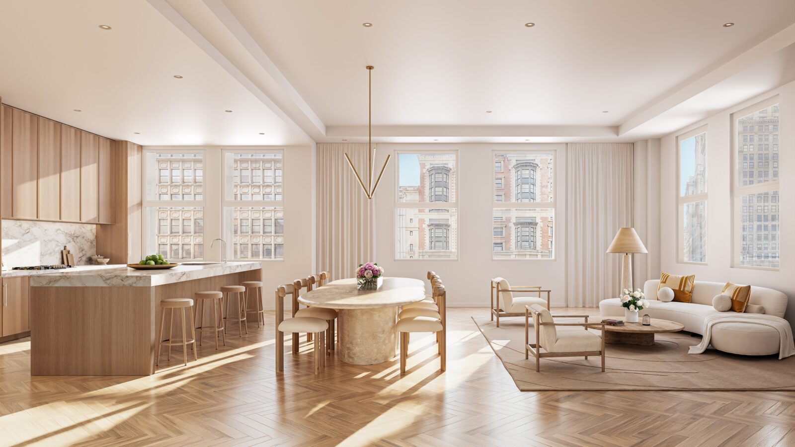 Open residence living and dining room