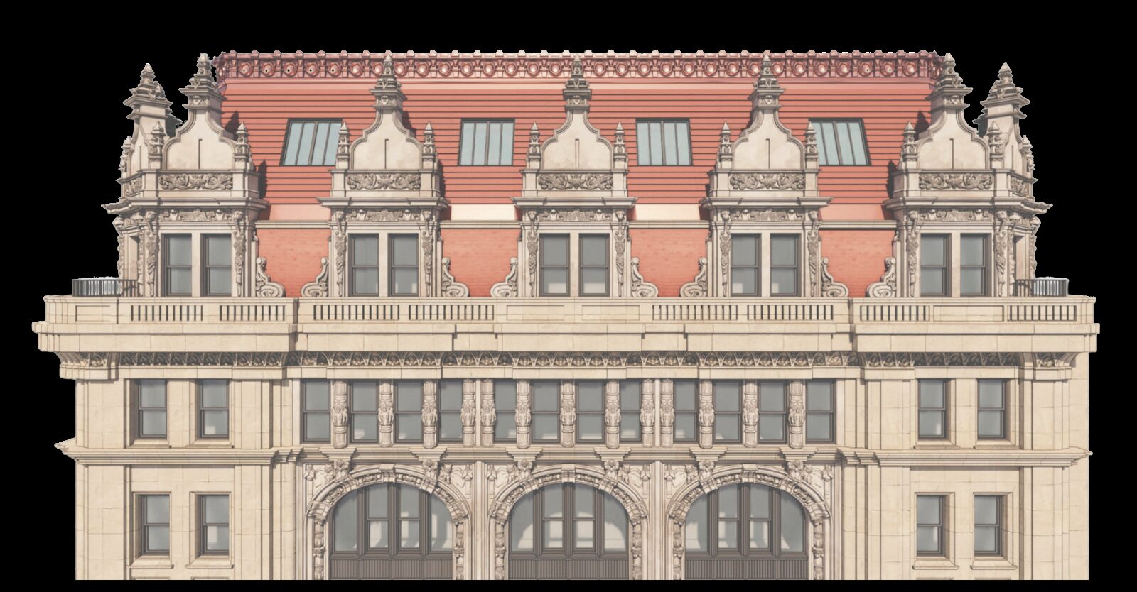Architectural illustration of the restored 95 Madison crown